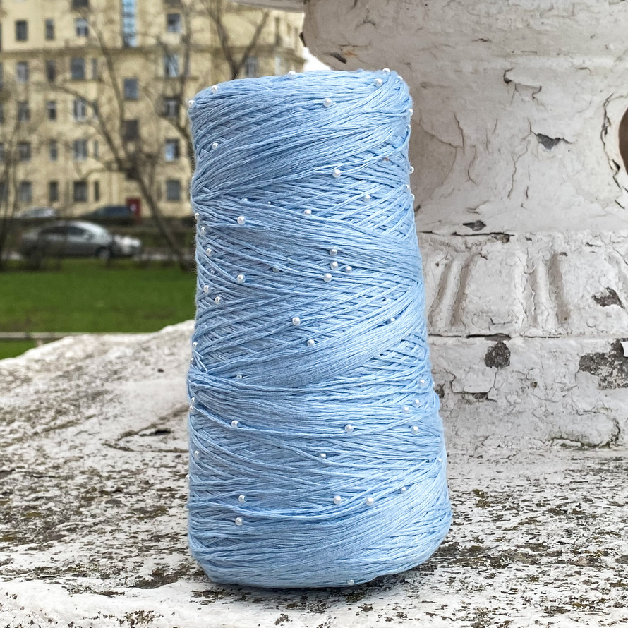 Хлопок с бусинами 36 (голубой)