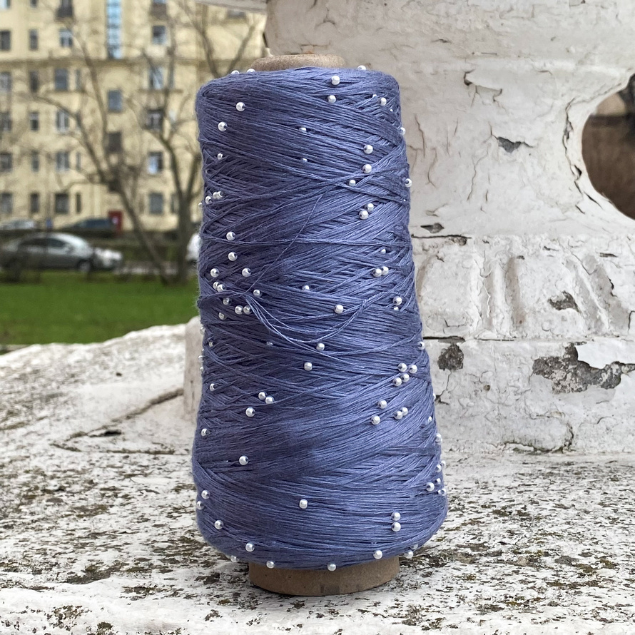 Хлопок с бусинами 67 (джинс)