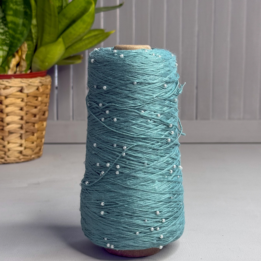 Хлопок с бусинами 42 (аквамарин)