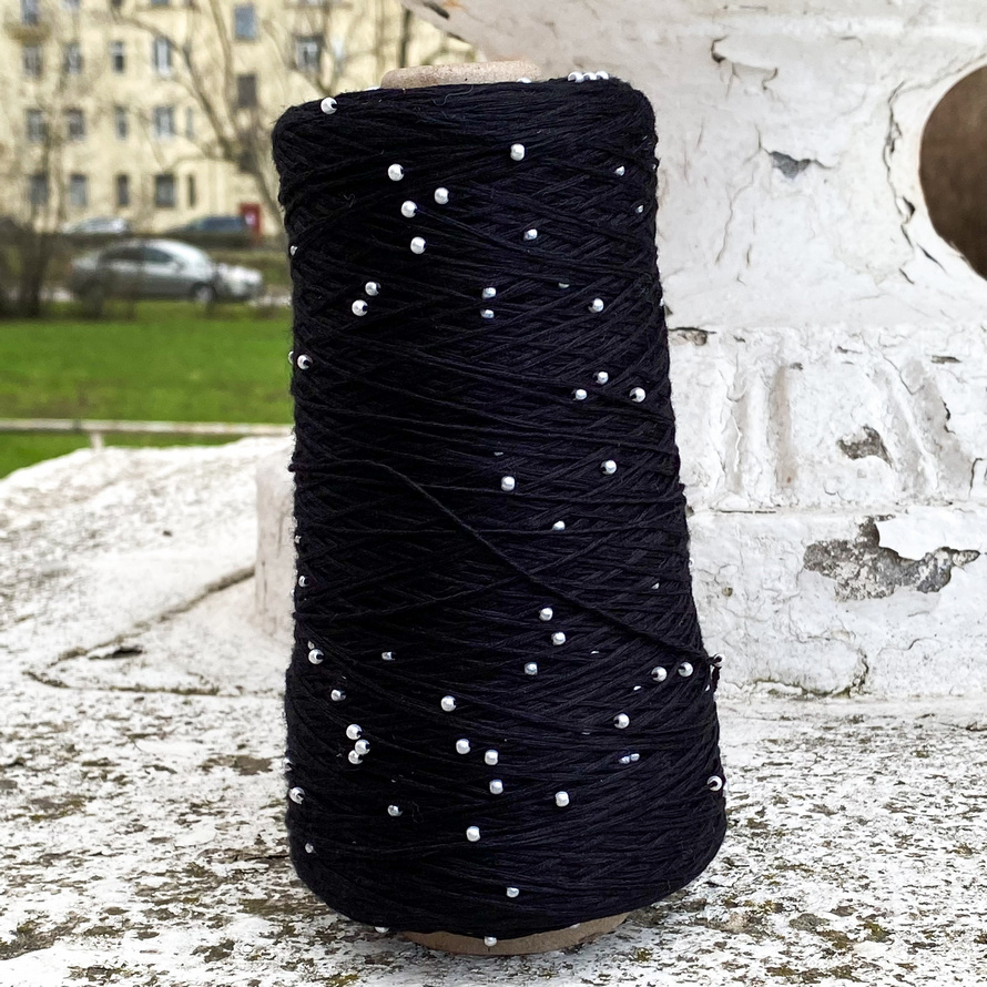 Хлопок с бусинами 8 (черный)