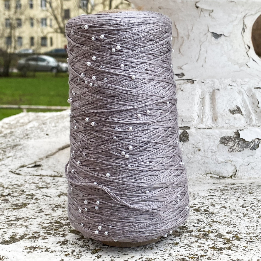 Хлопок с бусинами 7 (серый)