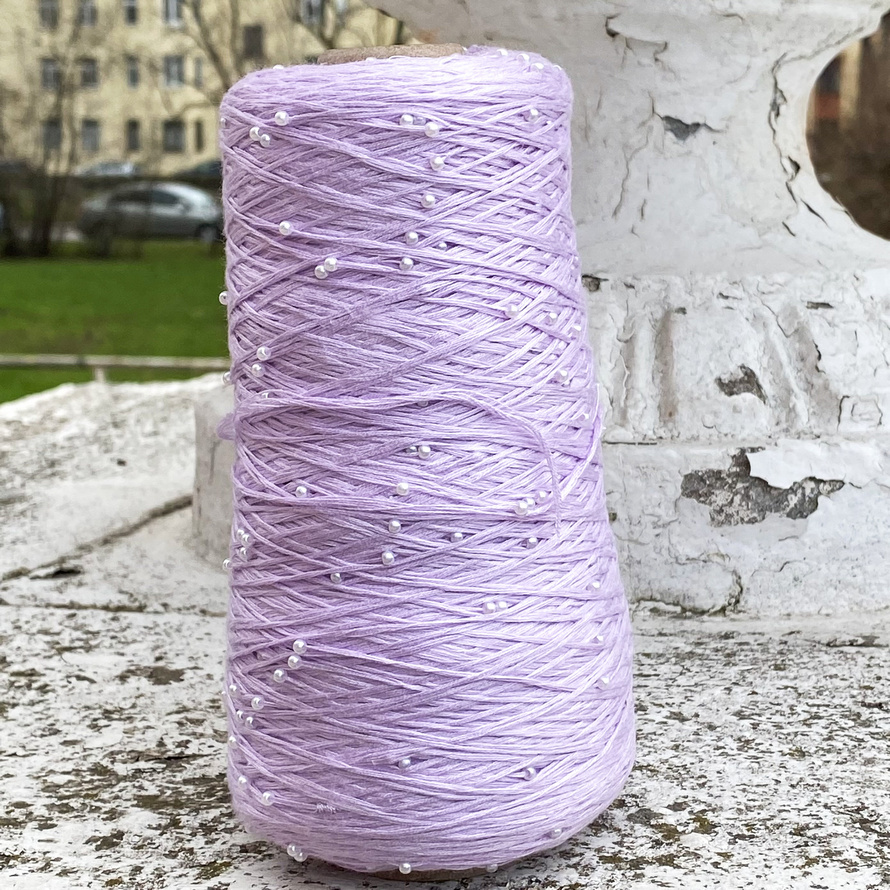 Хлопок с бусинами 2 (лаванда)