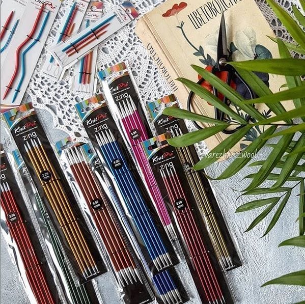 Cпицы чулочные KnitPro Zing 20см (5,5мм охра)