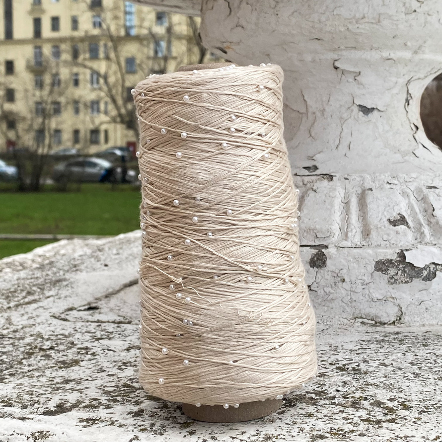 Хлопок с бусинами 18 (кремовый)