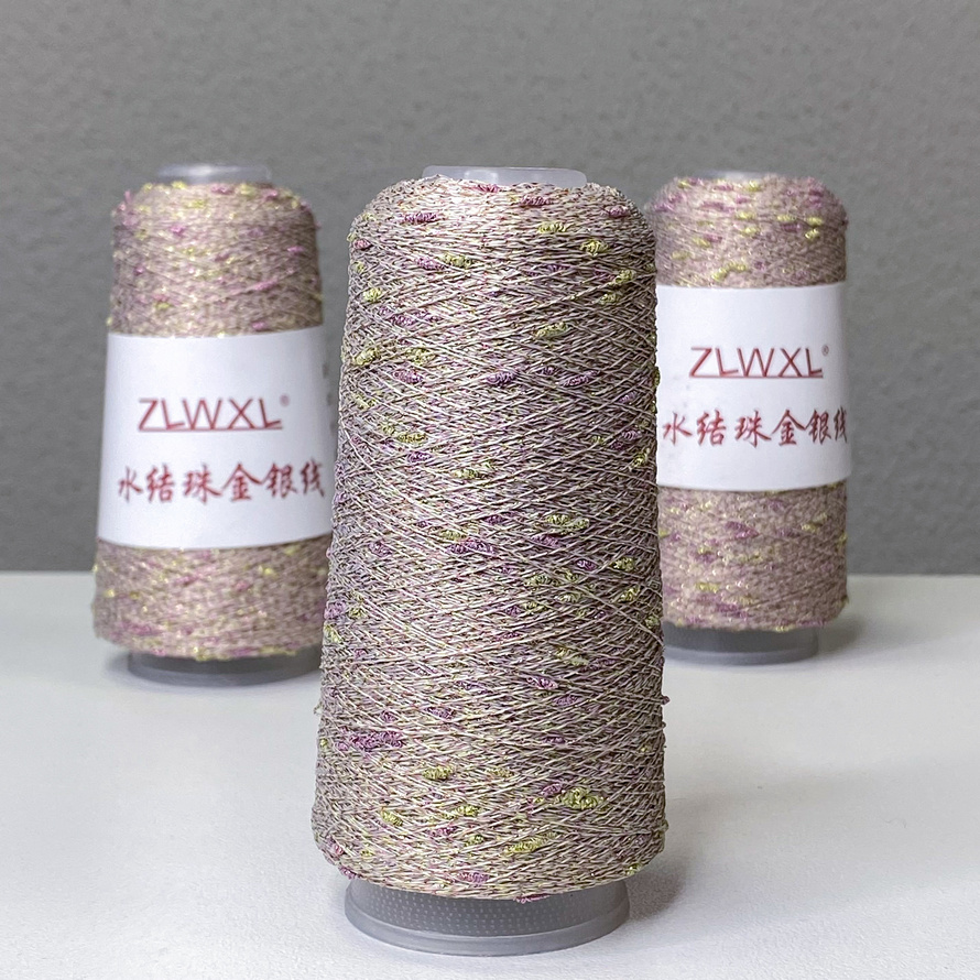 Узелковый люрекс 045 (малина-лайм)