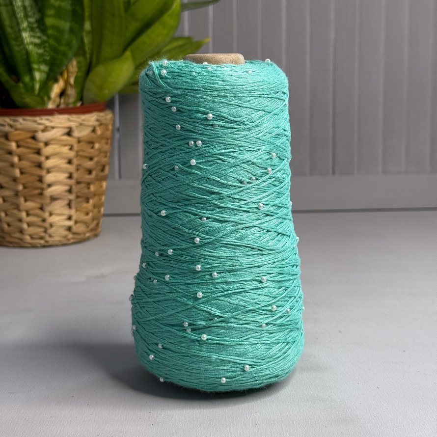 Хлопок с бусинами 39 (мята)