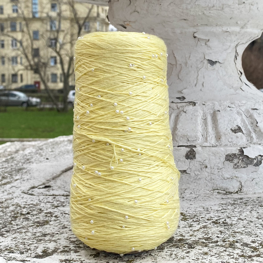 Хлопок с бусинами 10 (желтый)