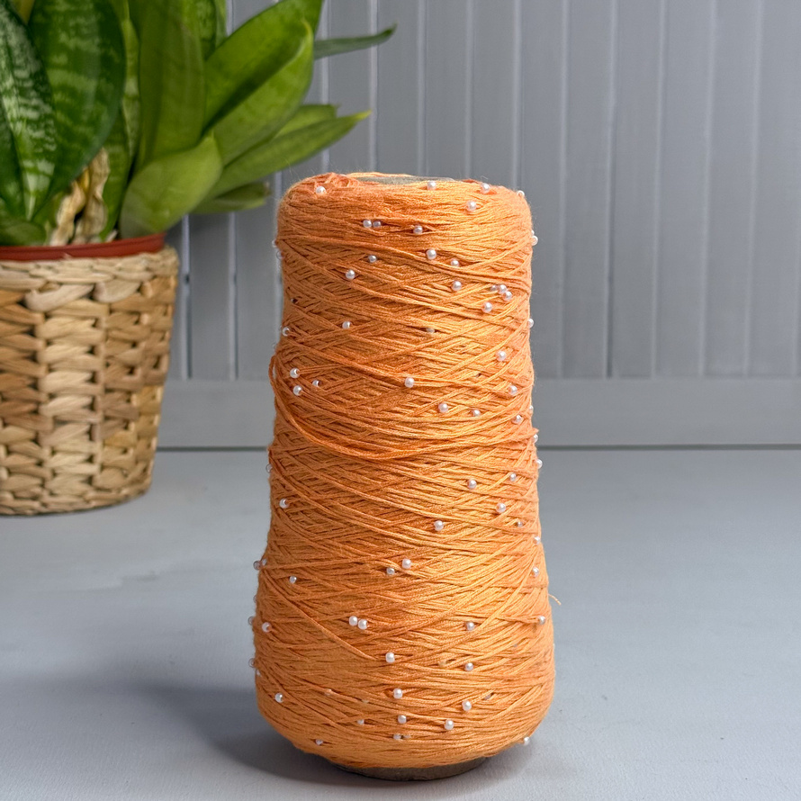 Хлопок с бусинами 55 (апельсин)